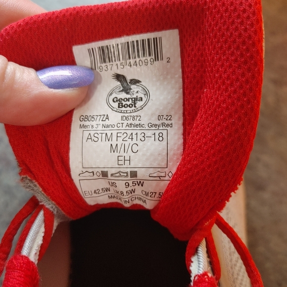 Men's Gray and Red George Shoes With Composit Toe, Size 9.5 - Picture 5 of 5